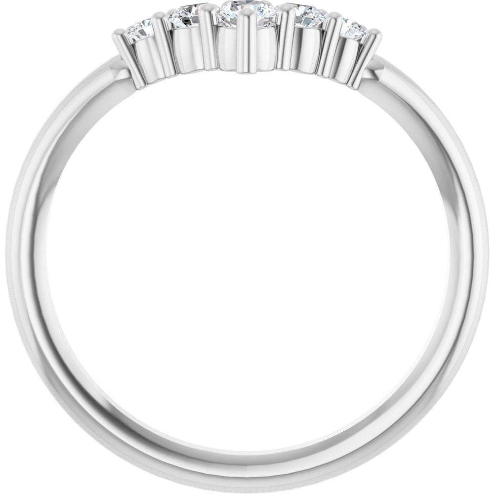14K White Gold 1/4 CTW Natural Diamond Graduated V Ring