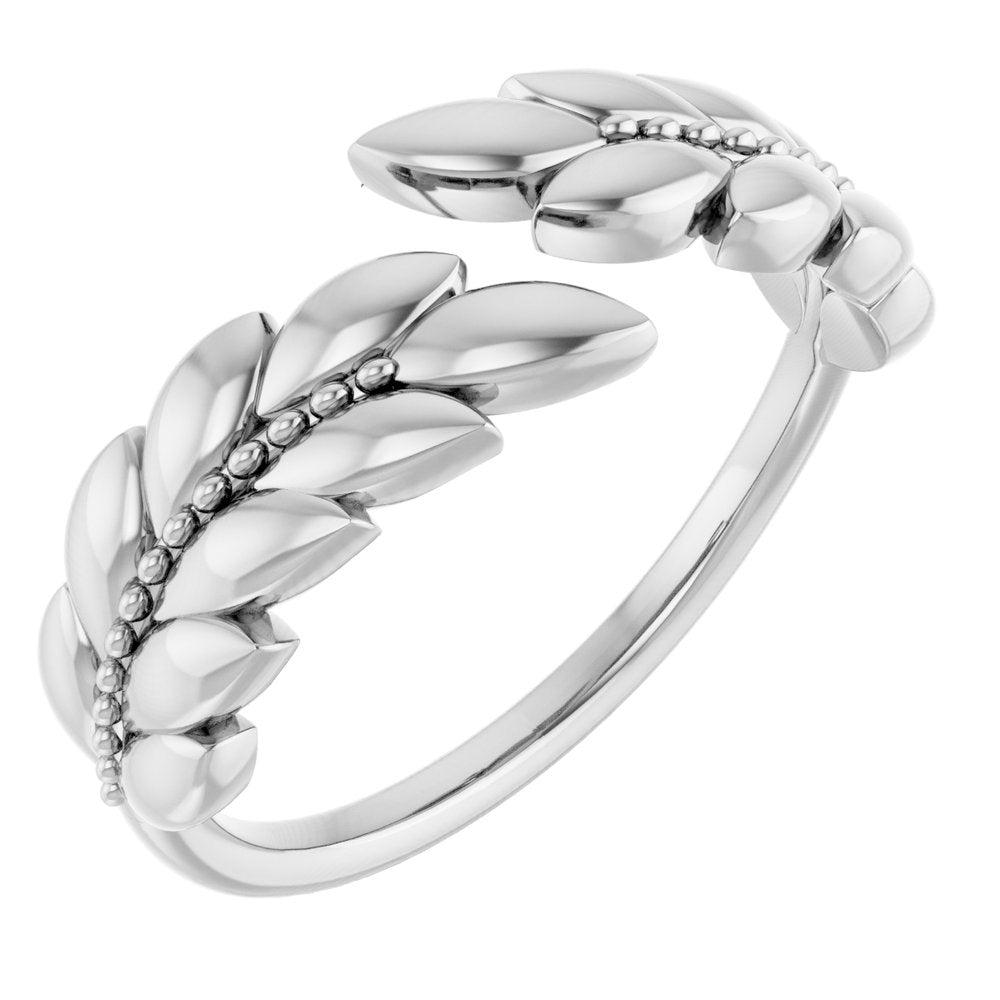 14K White Leaf Negative Space Ring