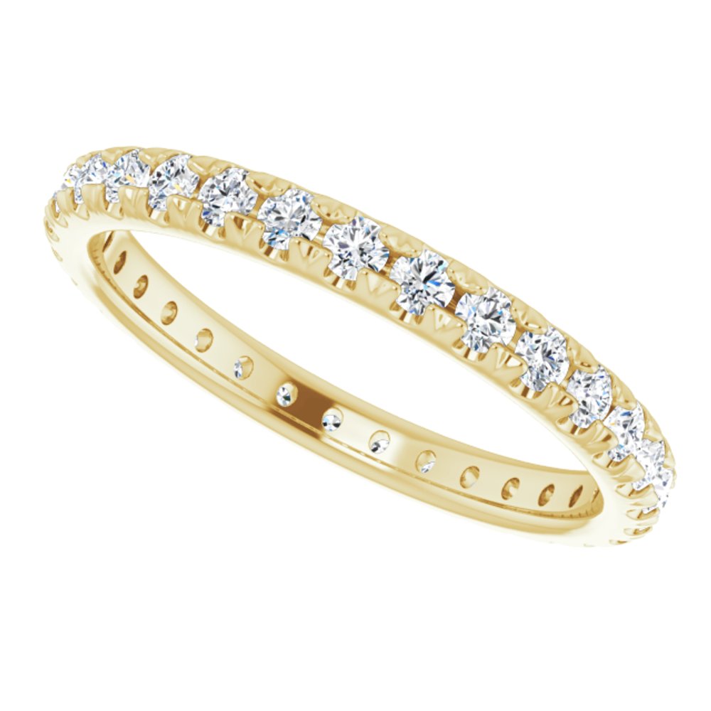 14K Yellow Gold 1/2 CTW French Set Natural Diamond Eternity Band Size 7.5