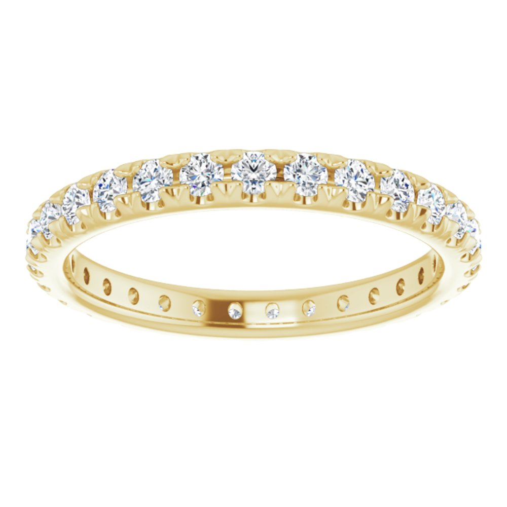 14K Yellow Gold 3/4 CTW French Set Natural Diamond Eternity Band Size 5.5