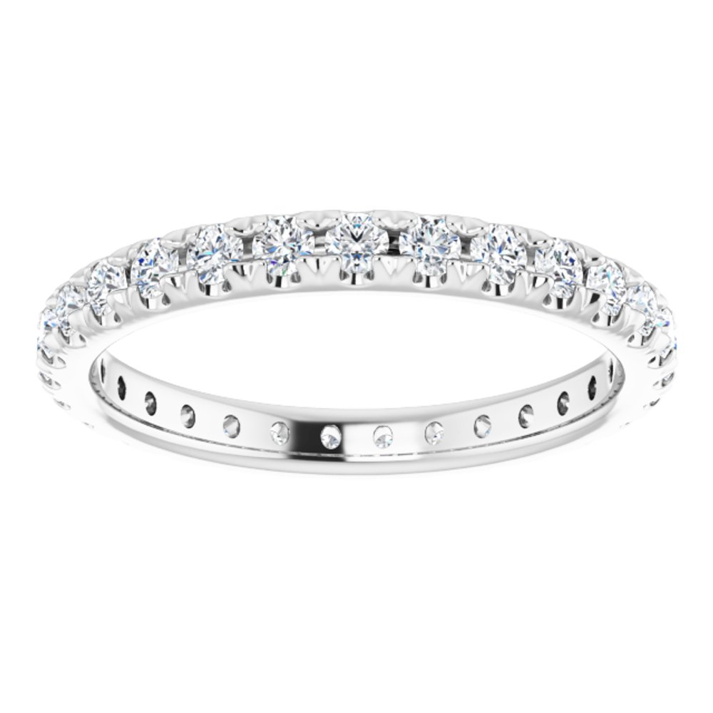14K White Gold 3/4 CTW French Set Natural Diamond Eternity Band Size 7