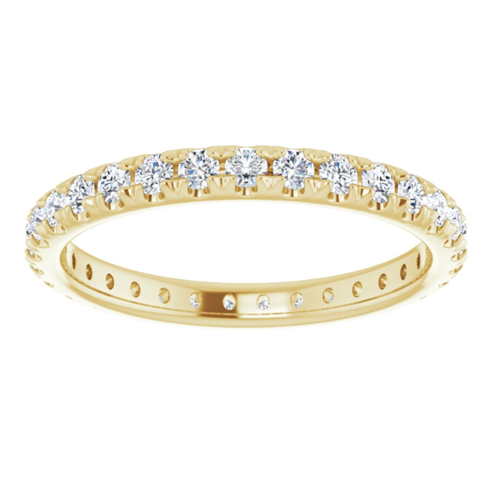 14K Yellow Gold 1/2 CTW French Set Natural Diamond Eternity Band Size 7.5
