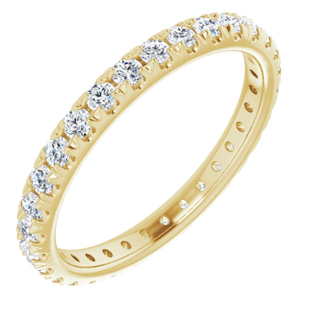 14K Yellow Gold 1/2 CTW French Set Natural Diamond Eternity Band Size 7.5