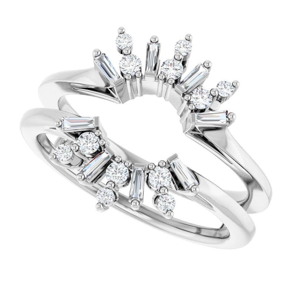 14K White Gold 1/3 CTW Natural Diamond Art Deco Baguette Ring Guard