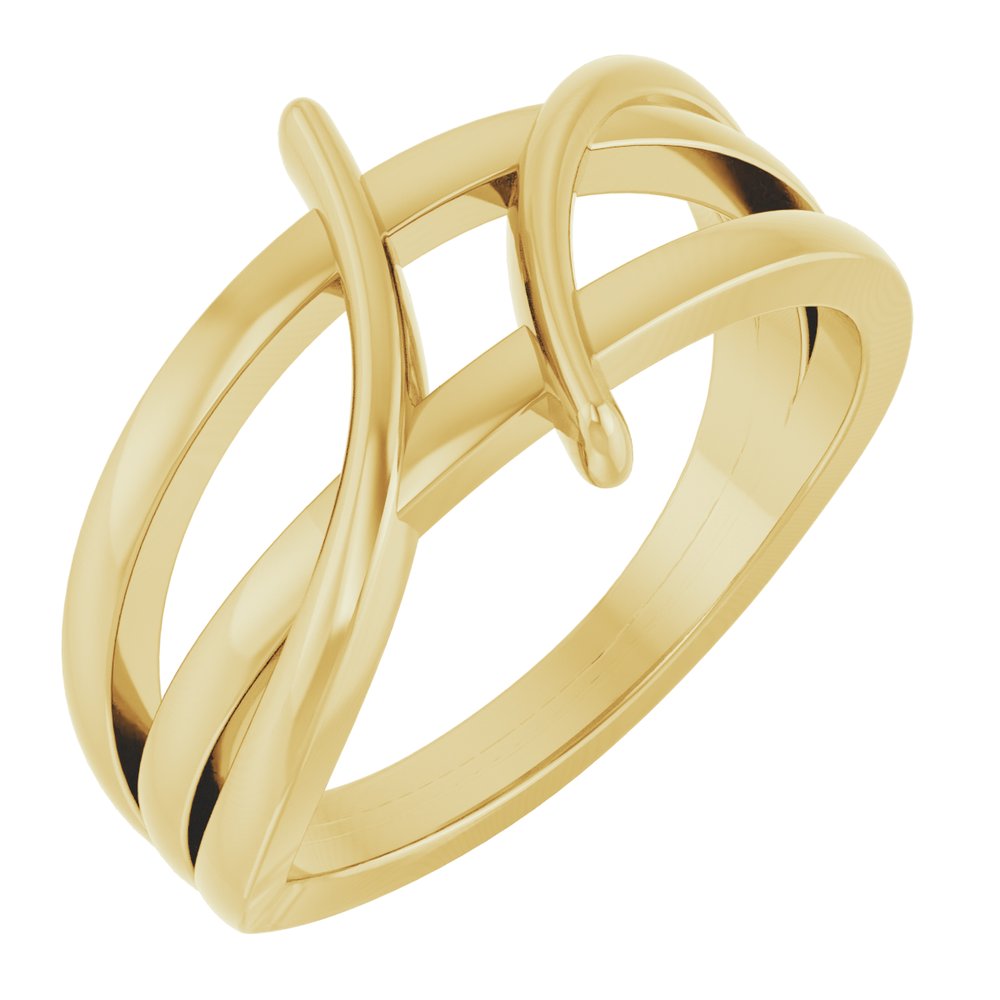 14K Yellow 12.4 mm Freeform Bypass Ring