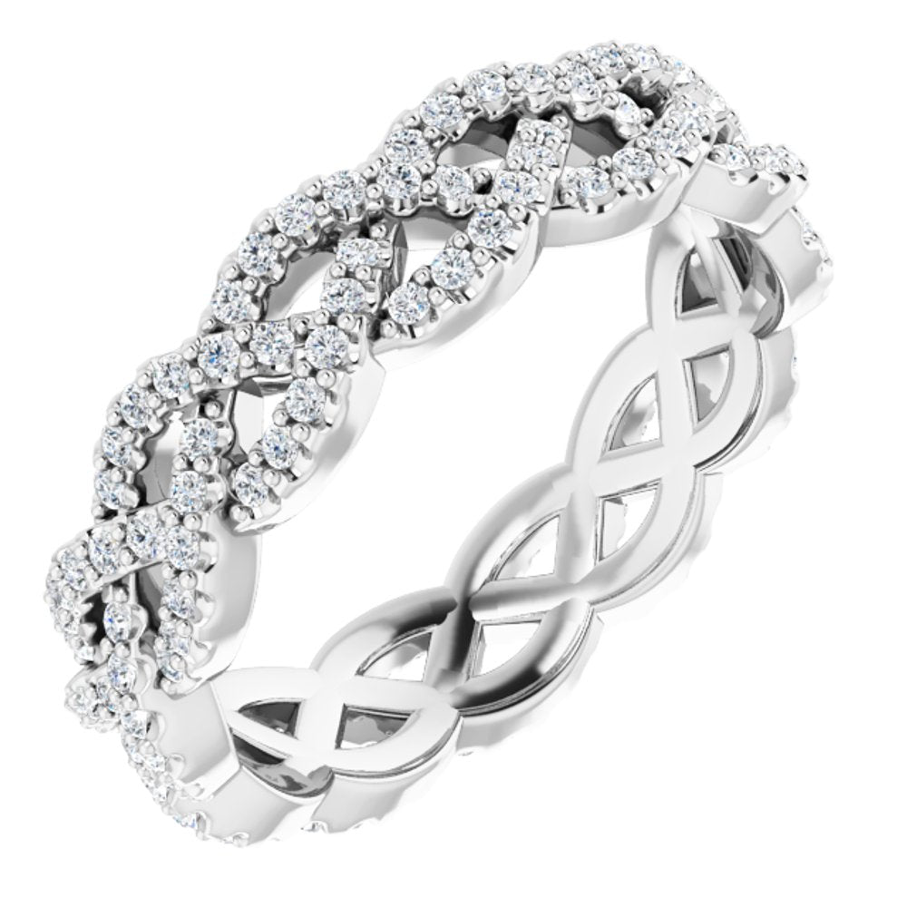 14K White Gold 5/8 CTW Natural Diamond Eternity Band Size 6.5