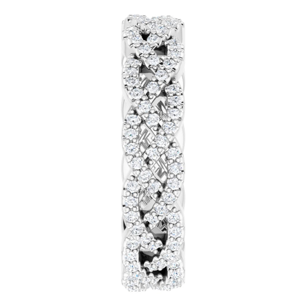 14K White Gold 5/8 CTW Natural Diamond Eternity Band Size 6.5