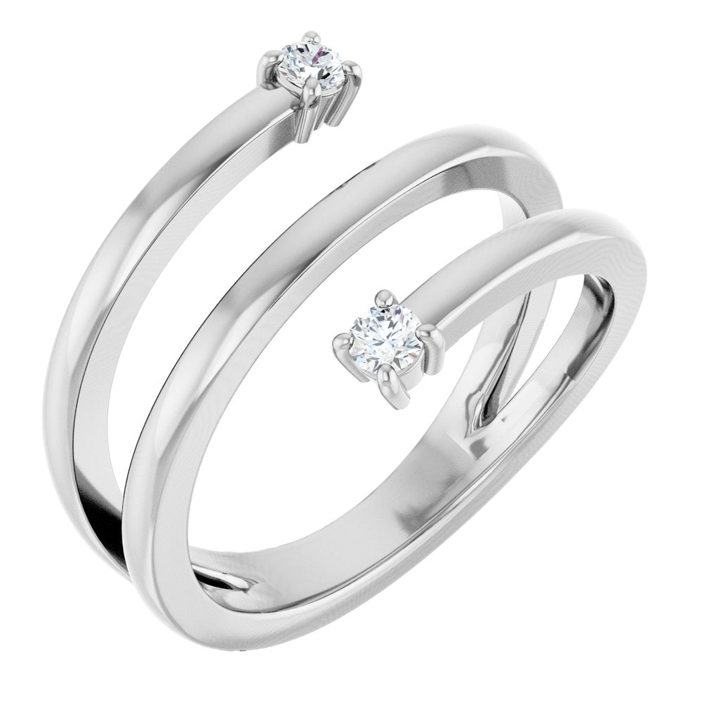 14K White Gold 1/8 CTW Natural Diamond Bypass Ring