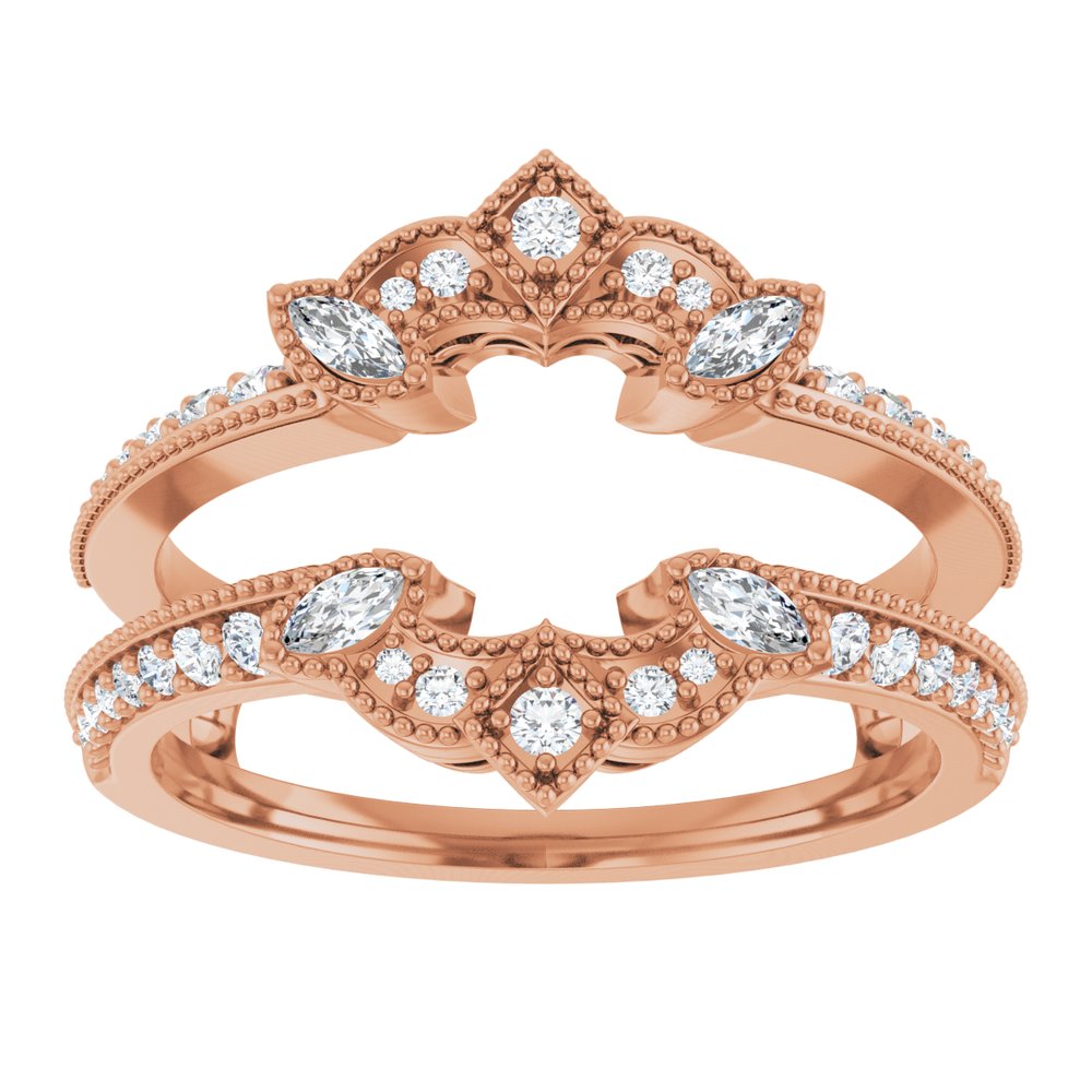 14K Rose 1/3 CTW Natural Diamond Art Deco Milgrain Ring Guard