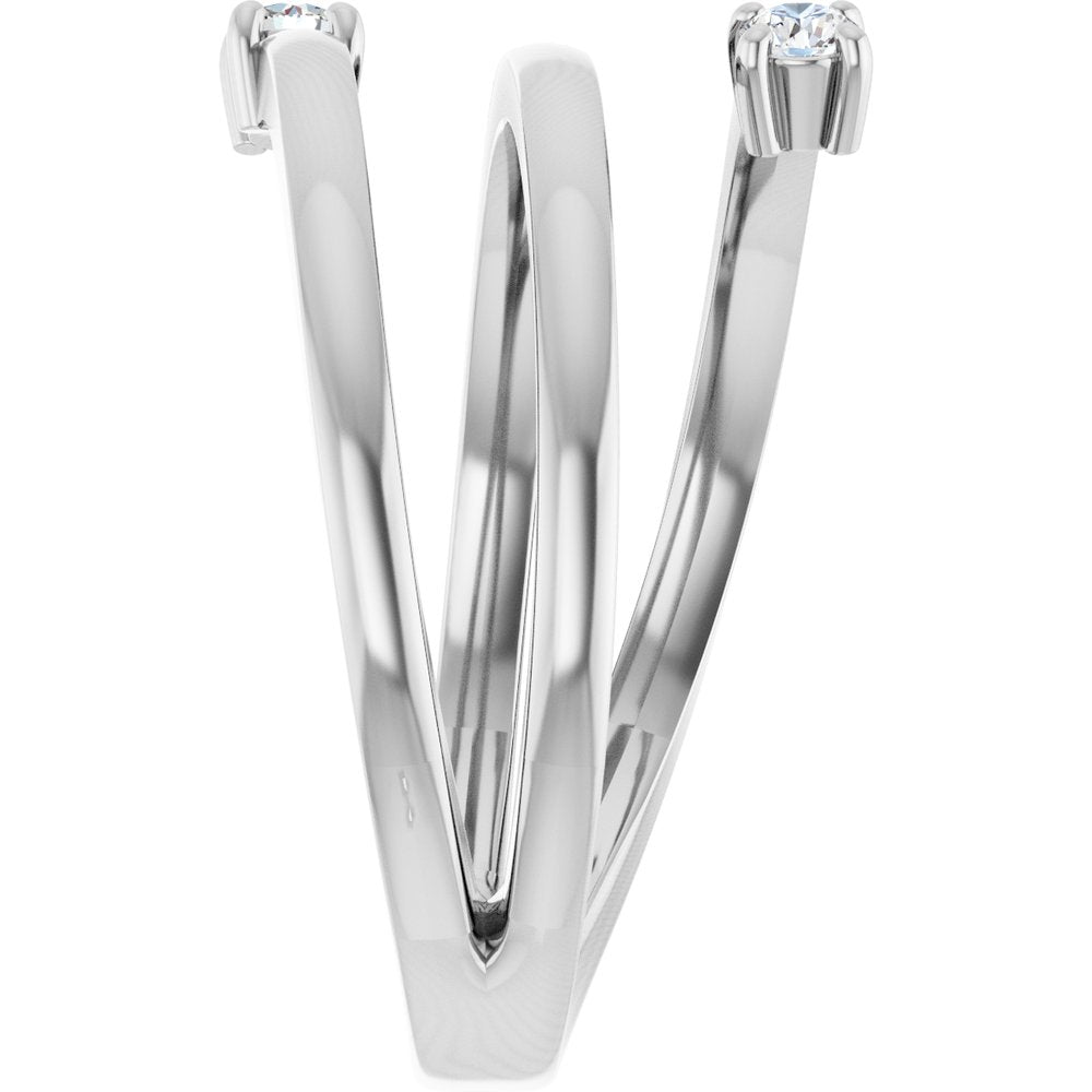 14K White Gold 1/8 CTW Natural Diamond Bypass Ring