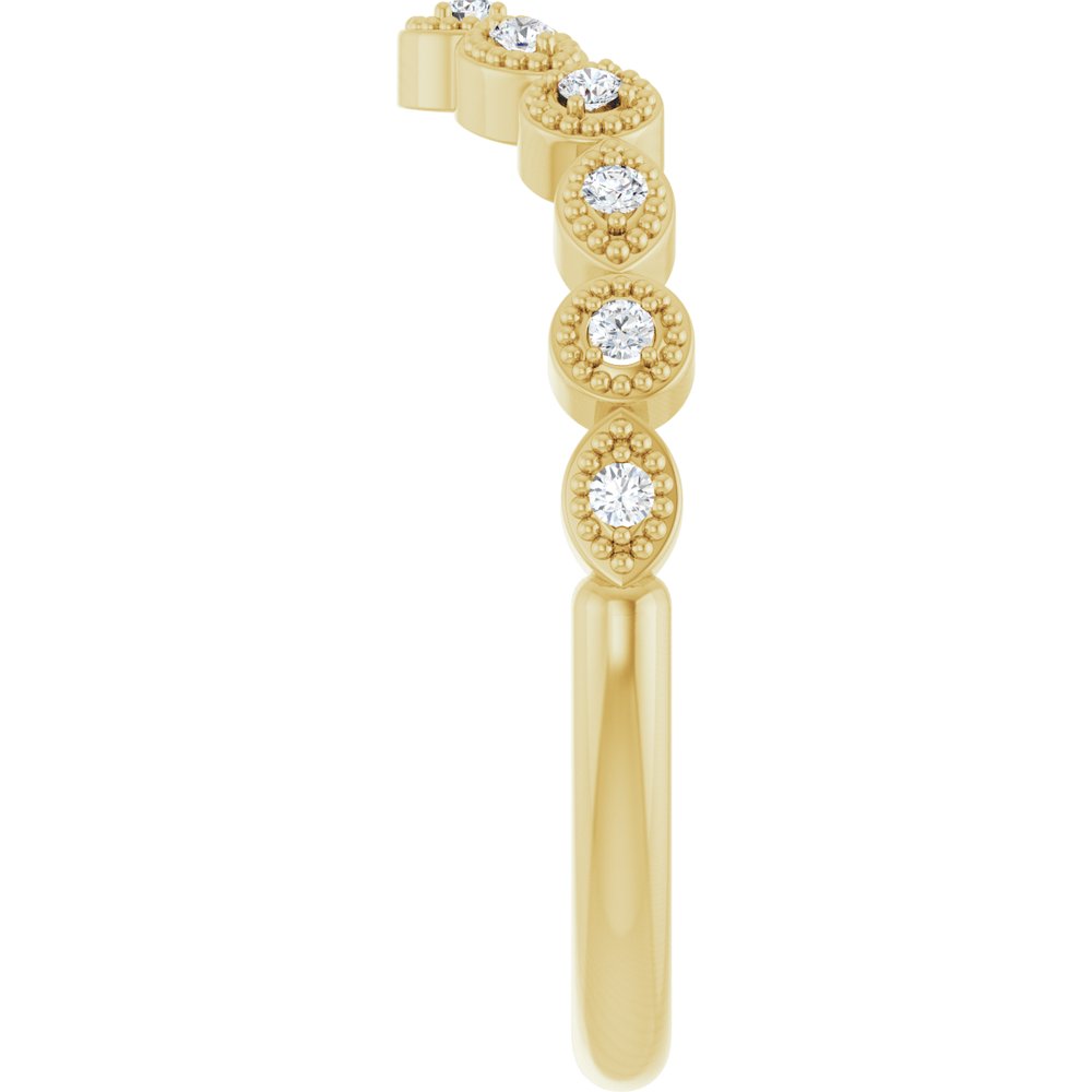 14K Yellow Gold 1/10 CTW Natural Diamond Vintage-Inspired Contour Band