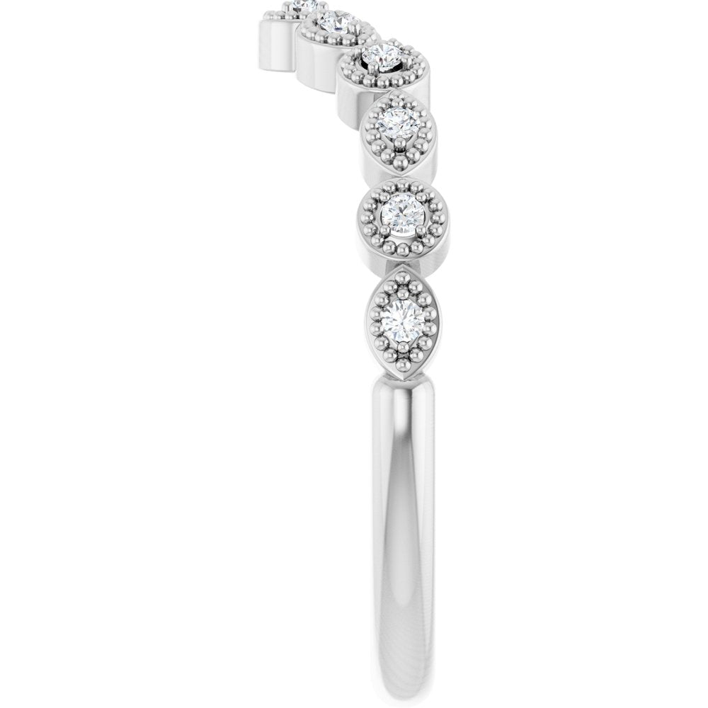 14K White Gold 1/10 CTW Natural Diamond Vintage-Inspired Contour Band