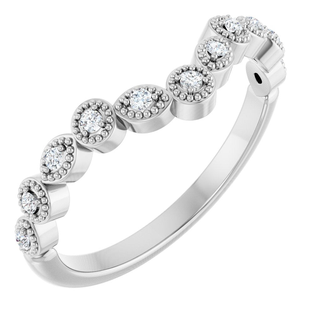 14K White Gold 1/10 CTW Natural Diamond Vintage-Inspired Contour Band