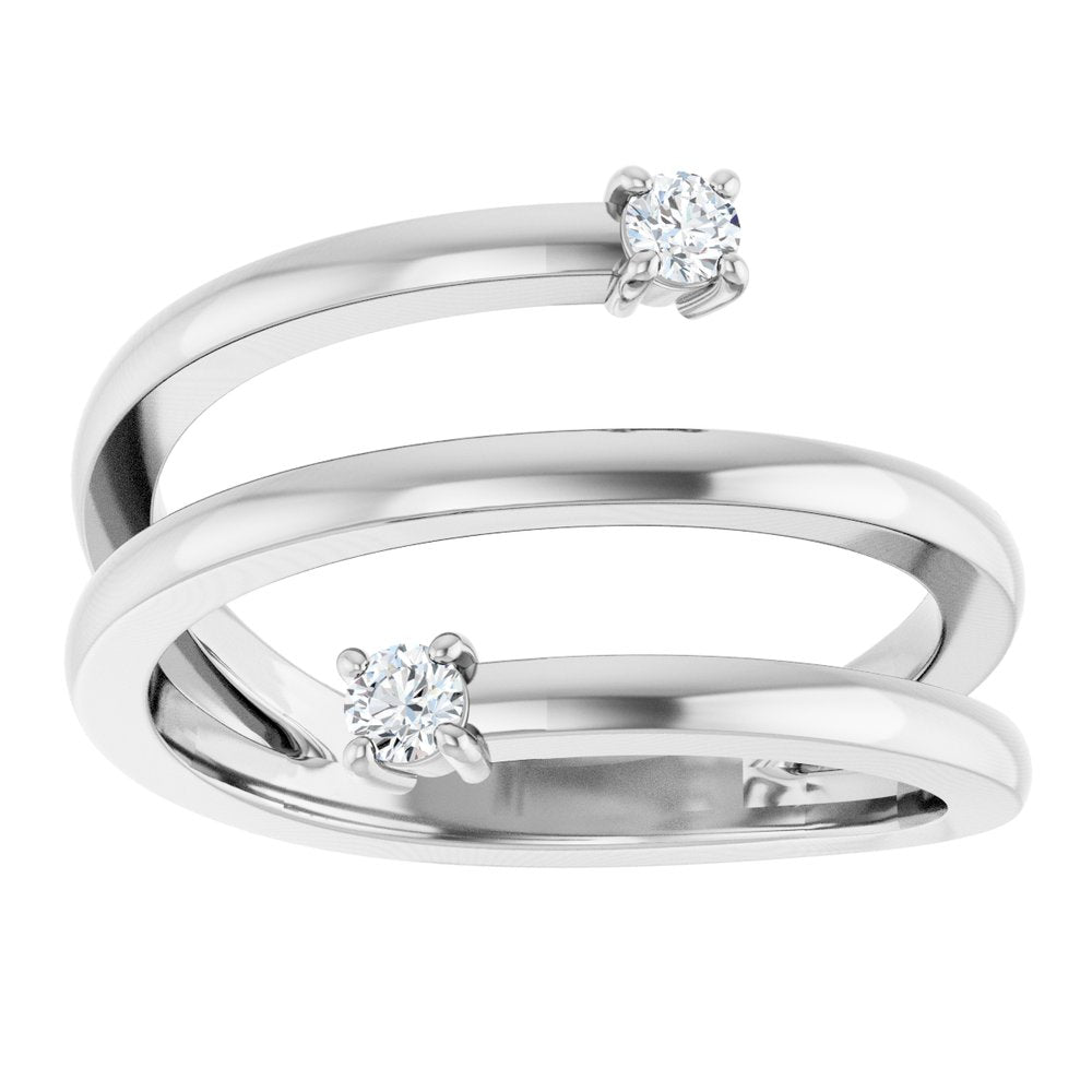 14K White Gold 1/8 CTW Natural Diamond Bypass Ring