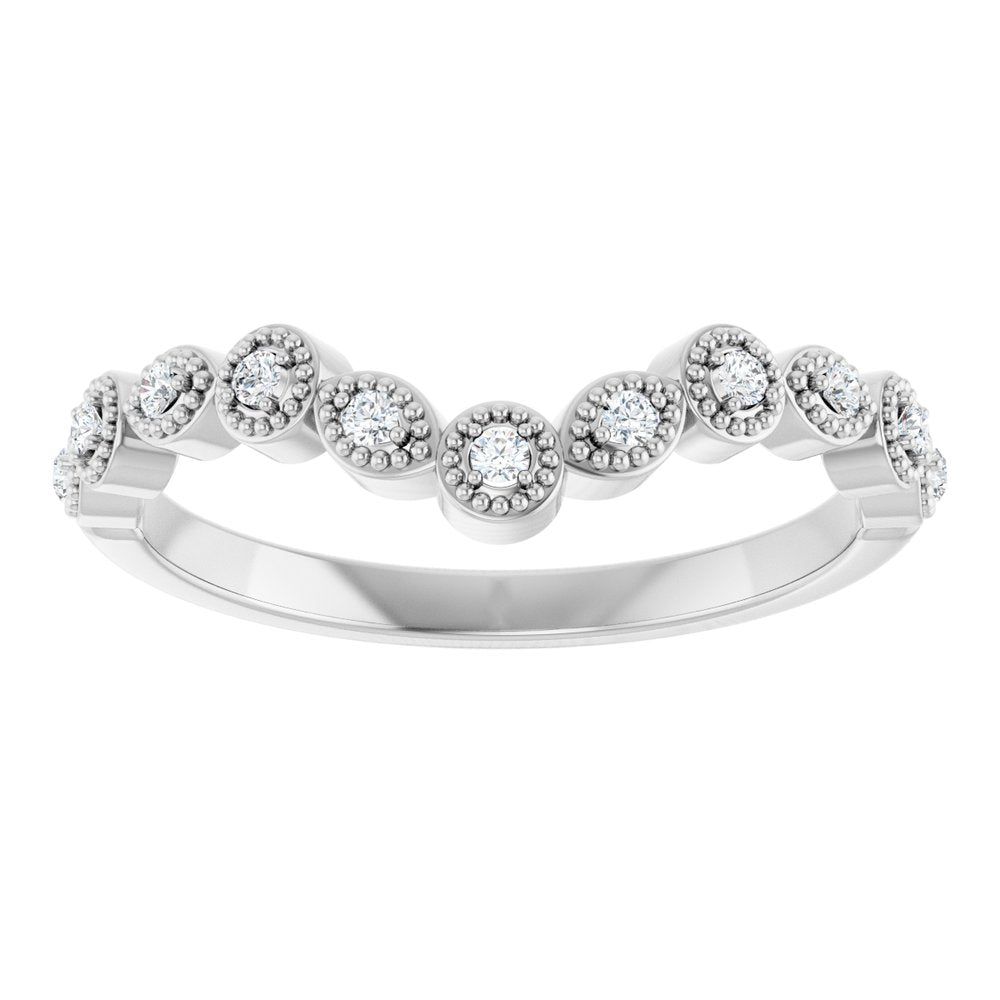 14K White Gold 1/10 CTW Natural Diamond Vintage-Inspired Contour Band