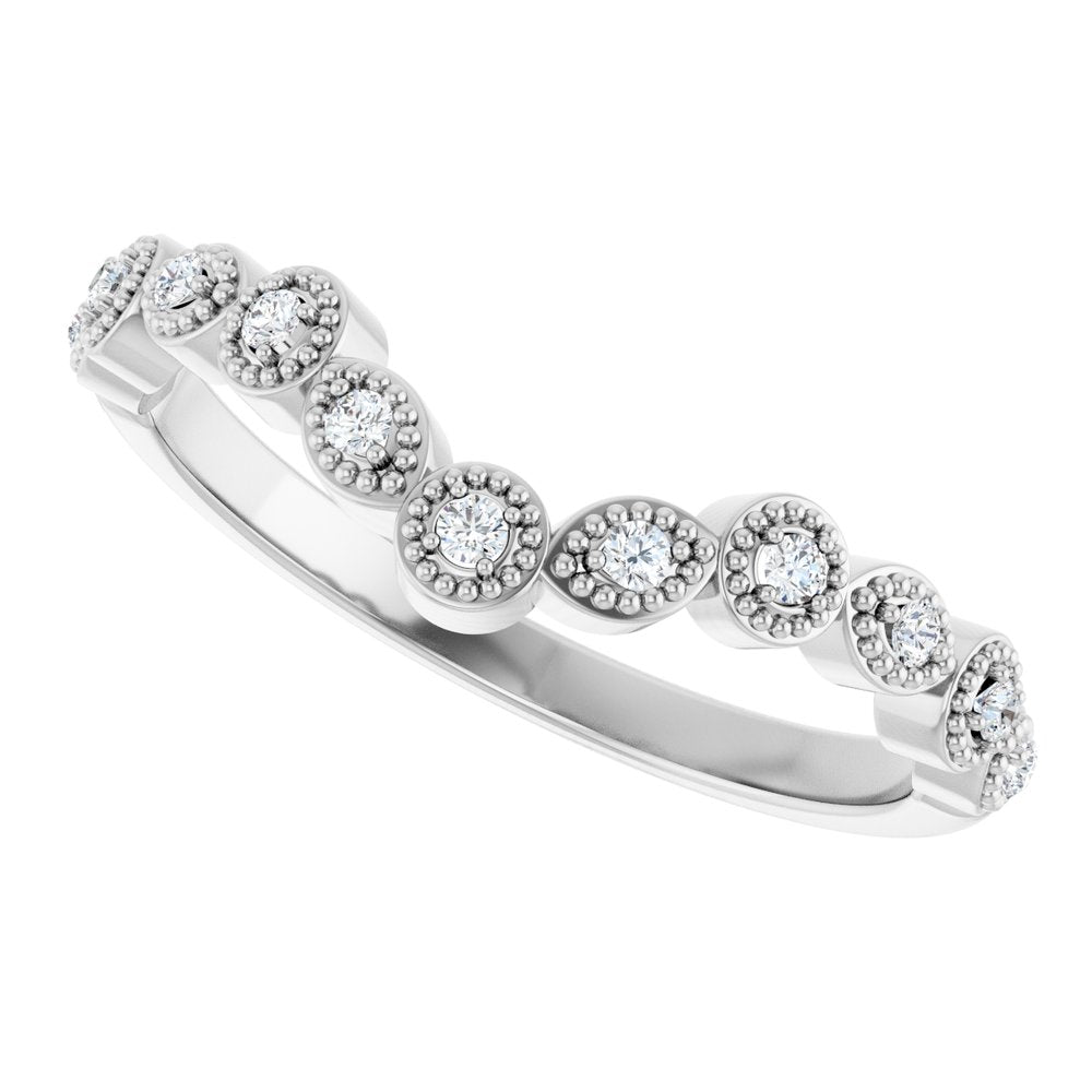 14K White Gold 1/10 CTW Natural Diamond Vintage-Inspired Contour Band