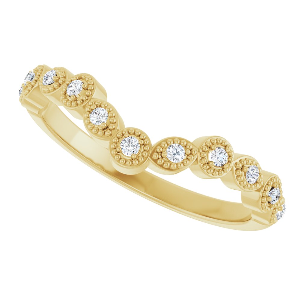 14K Yellow Gold 1/10 CTW Natural Diamond Vintage-Inspired Contour Band