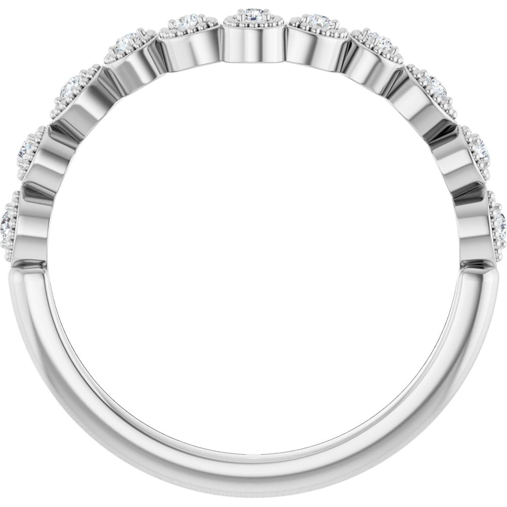 14K White Gold 1/10 CTW Natural Diamond Vintage-Inspired Contour Band