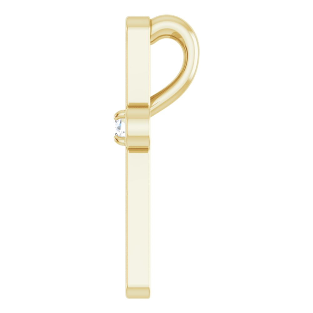 14K Yellow Gold .03 CT Natural Diamond Cross Pendant