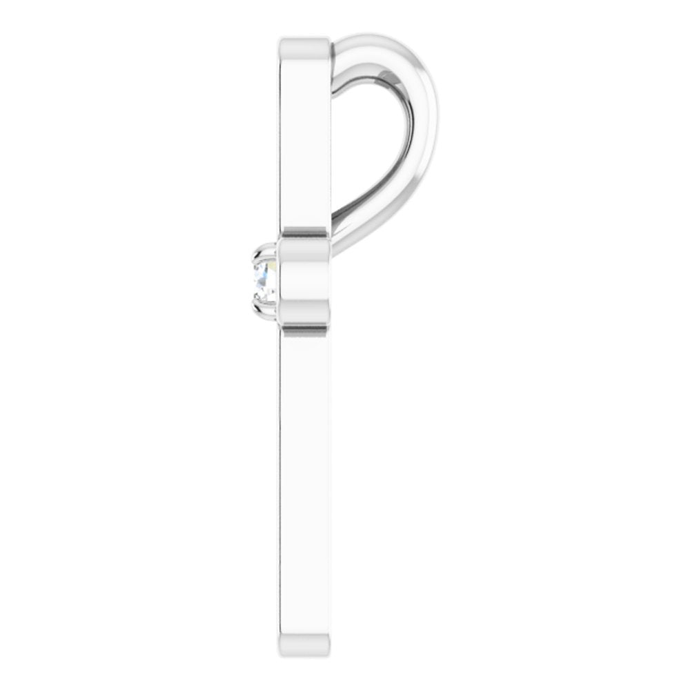 Sterling Silver .03 CT Natural Diamond Cross Pendant