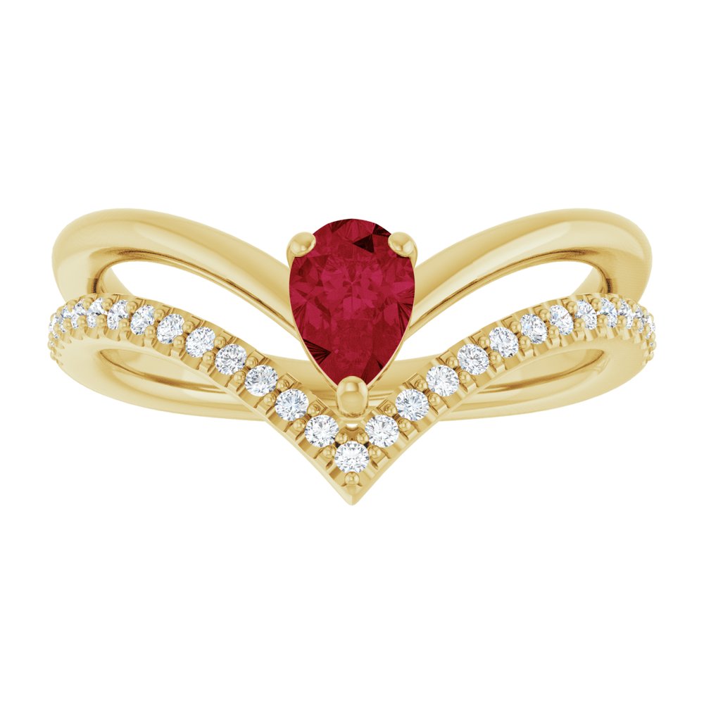 14K Yellow Gold Natural Ruby & 1/6 CTW Natural Diamond Ring