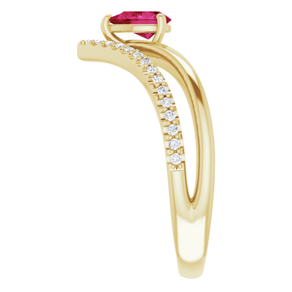 14K Yellow Gold Natural Ruby & 1/6 CTW Natural Diamond Ring