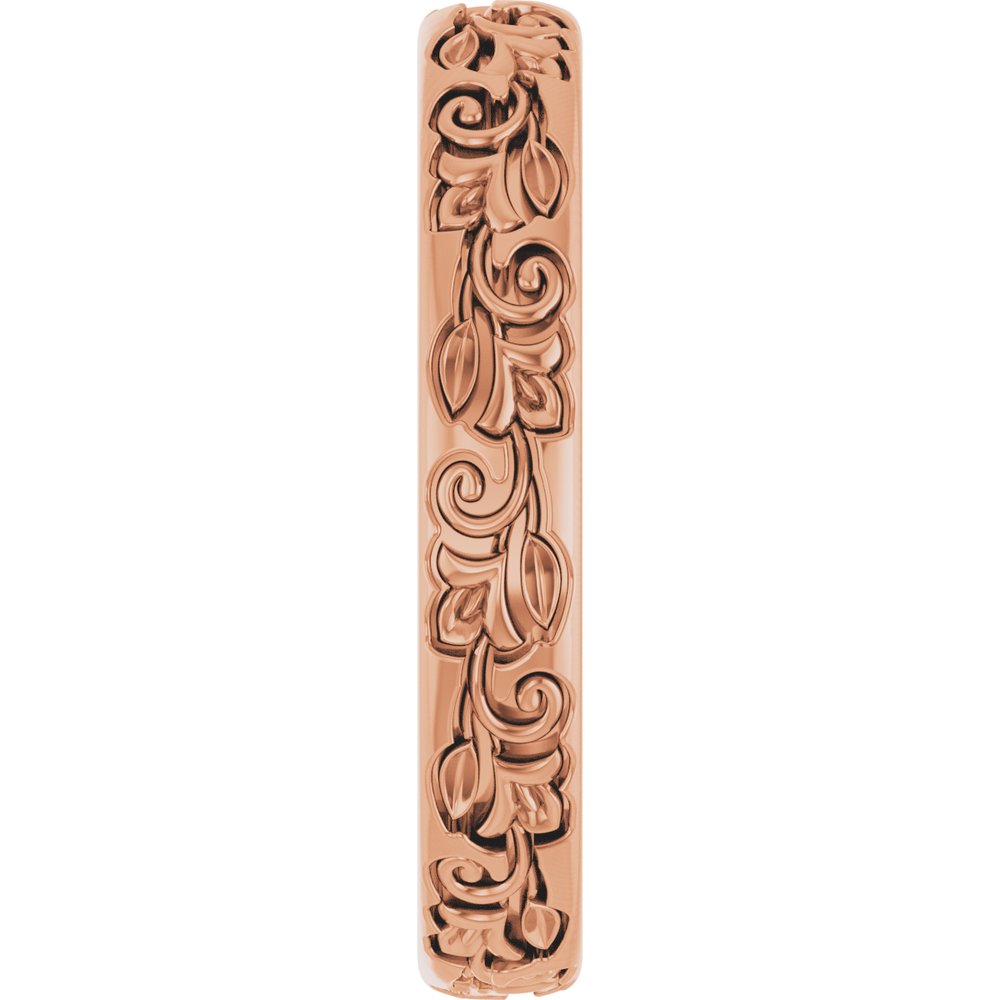 14K Rose Gold 3 mm Floral Half Round Band Size 7