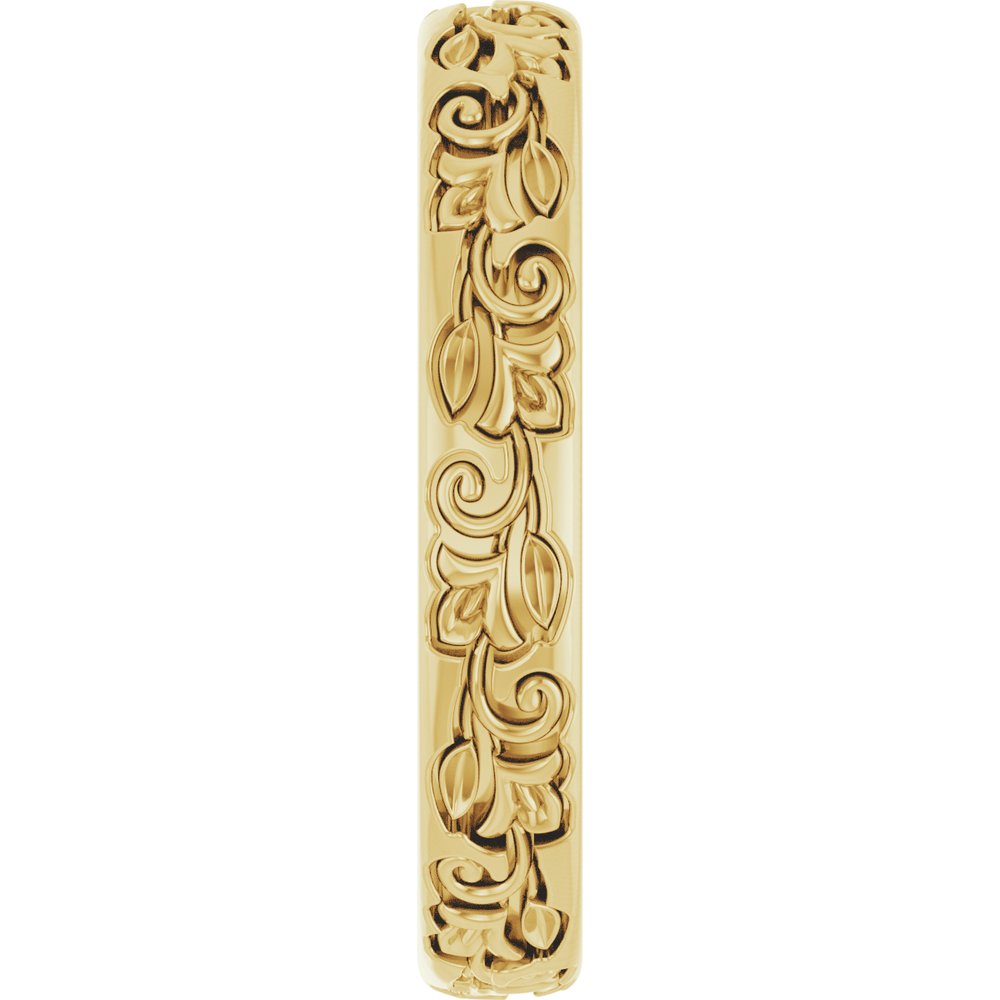 14K Yellow Gold 3 mm Floral Half Round Band Size 8