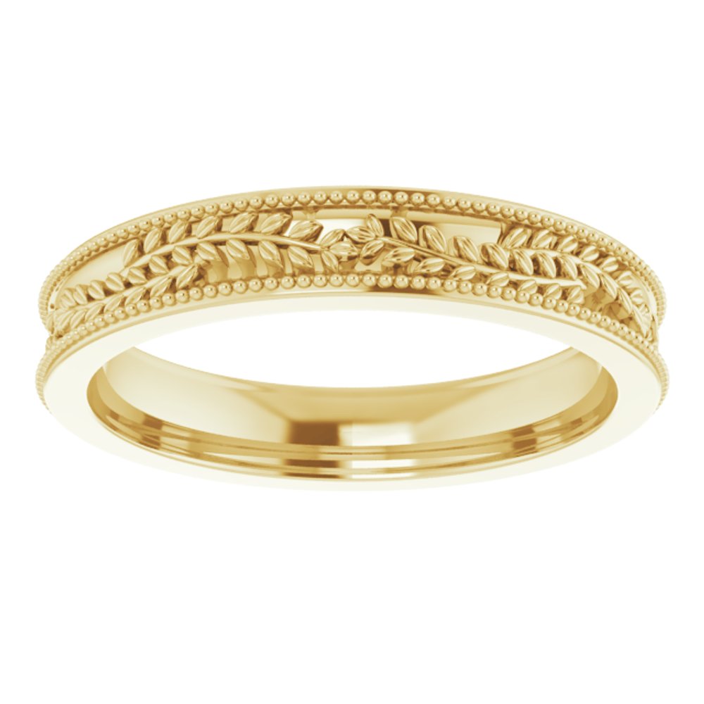 14K Yellow Gold 3.65 mm Floral Band