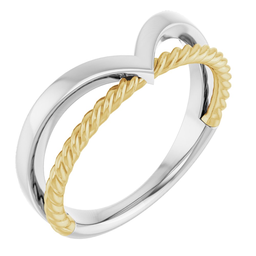 14K White & Yellow Negative Space Rope Ring