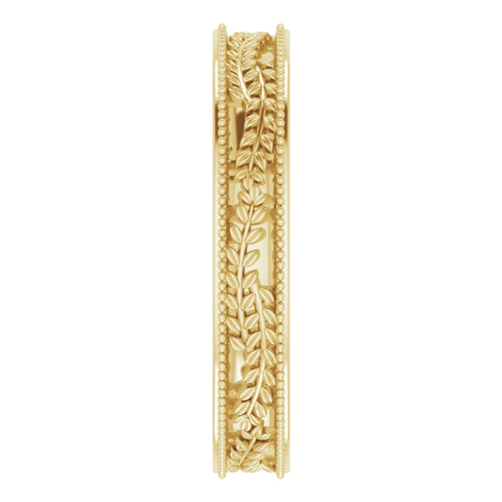 14K Yellow Gold 3.65 mm Floral Band
