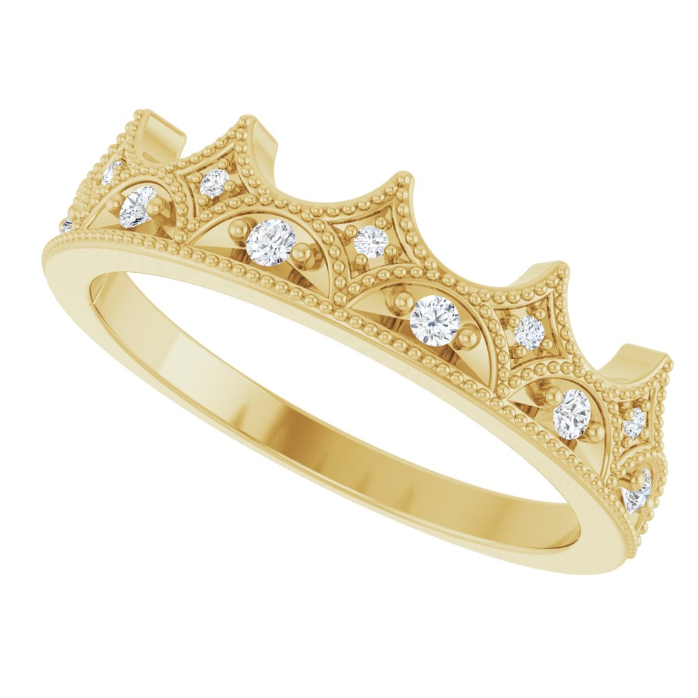 14K Yellow Gold 1/10 CTW Natural Diamond Crown Ring