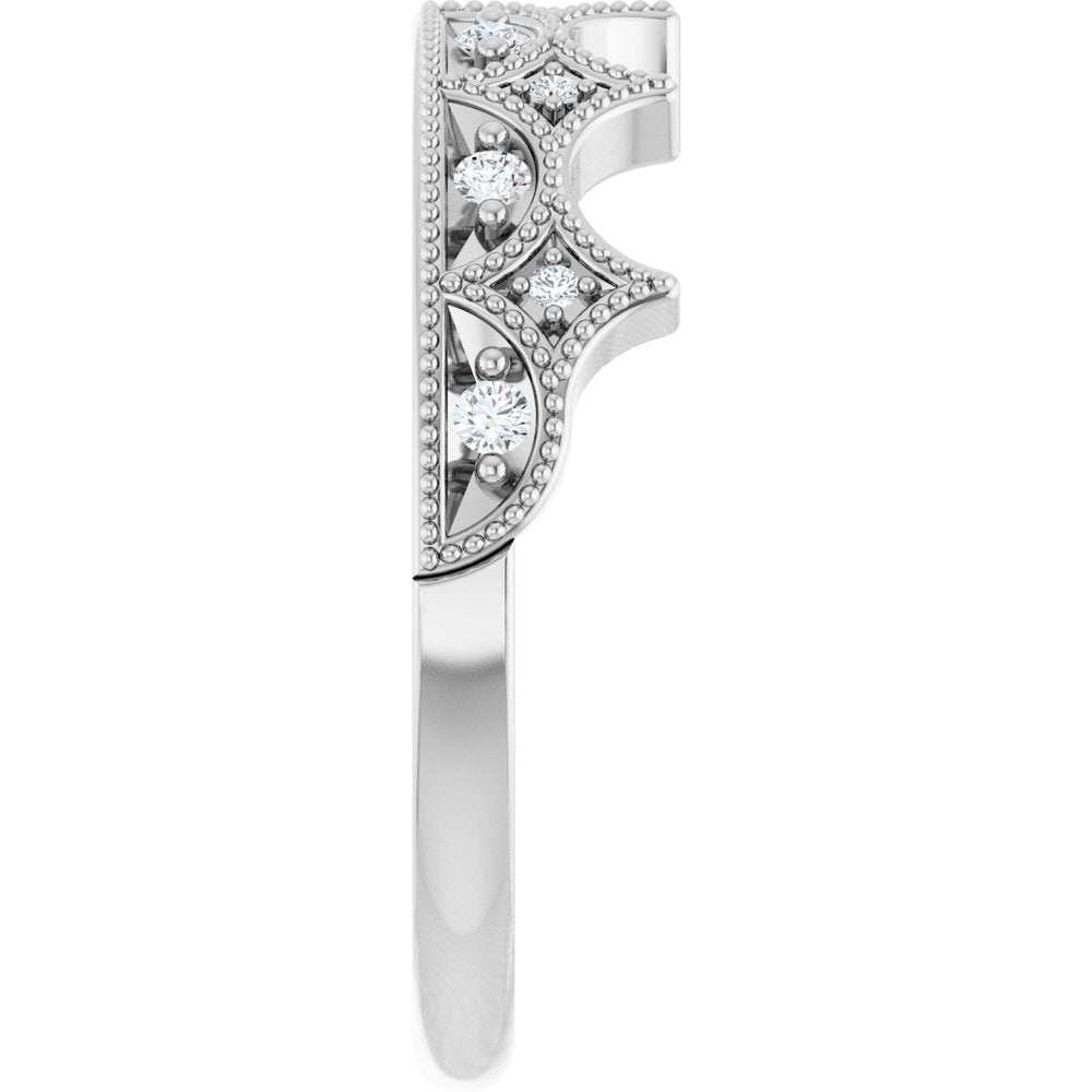 14K White Gold 1/10 CTW Natural Diamond Crown Ring