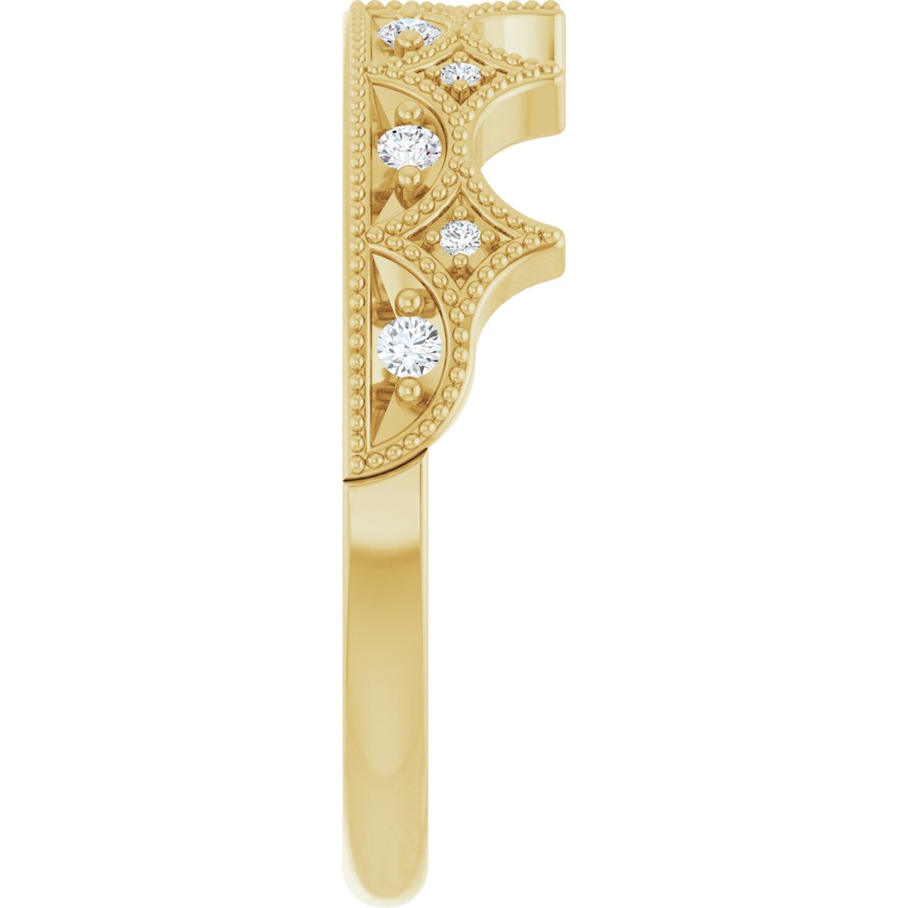 14K Yellow Gold 1/10 CTW Natural Diamond Crown Ring