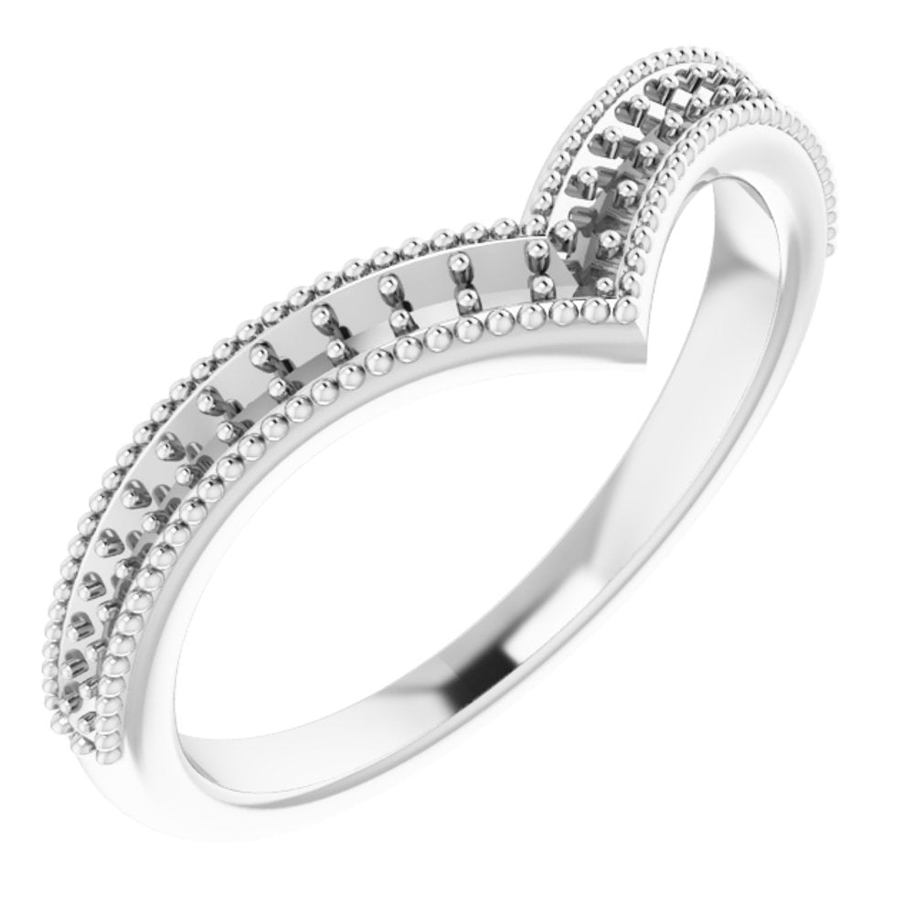 14K White Gold 1/6 CTW Natural Diamond Stackable V Ring