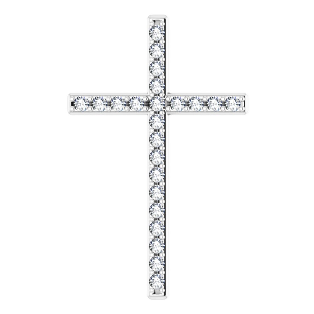 14K White Gold 1/3 CTW Natural Diamond Cross Pendant