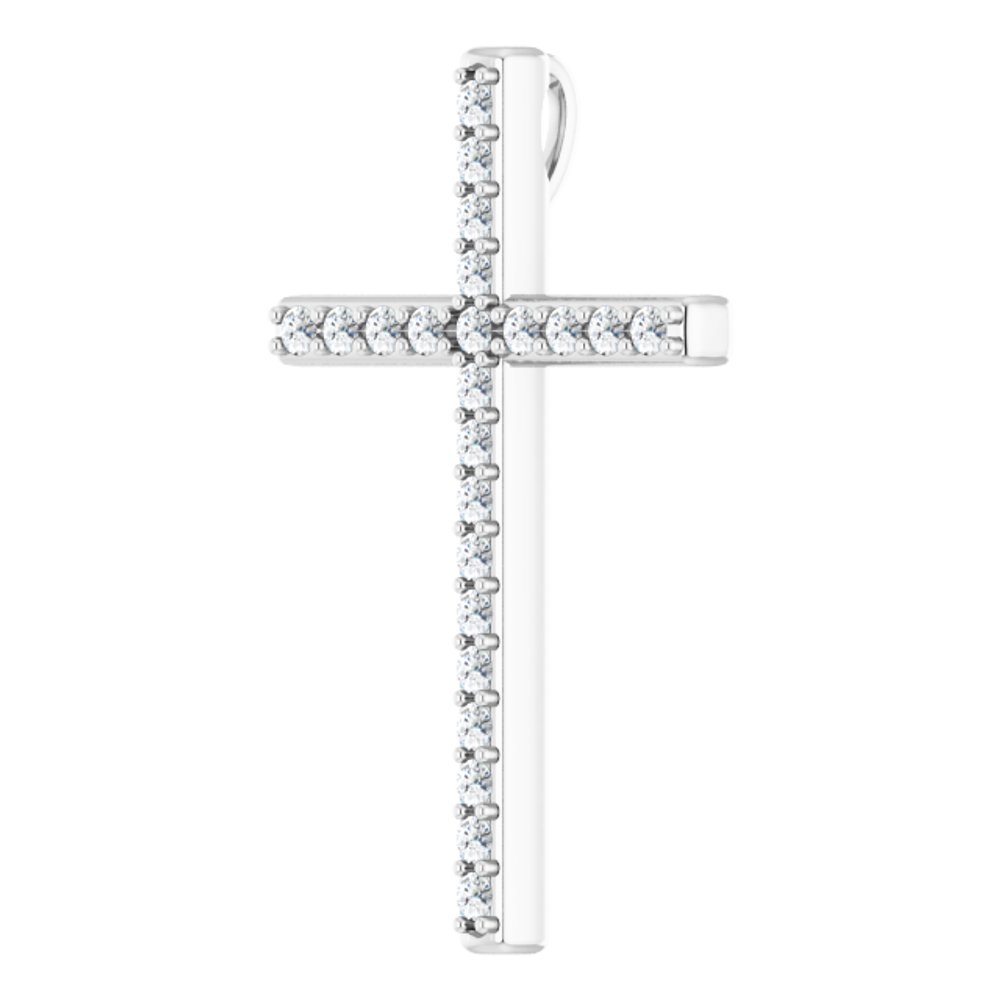 14K White Gold 1/3 CTW Natural Diamond Cross Pendant