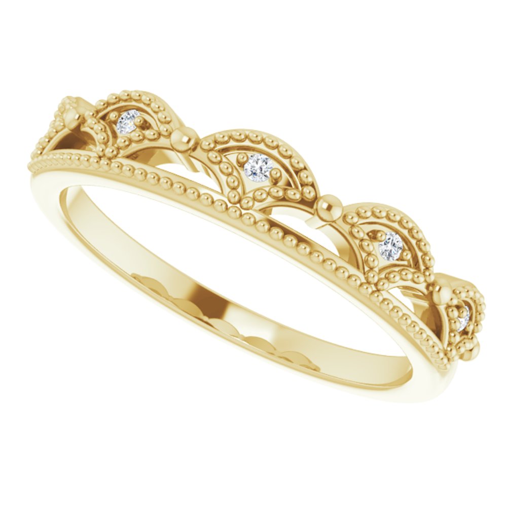 14K Yellow Gold .04 CTW Natural Diamond Crown Ring