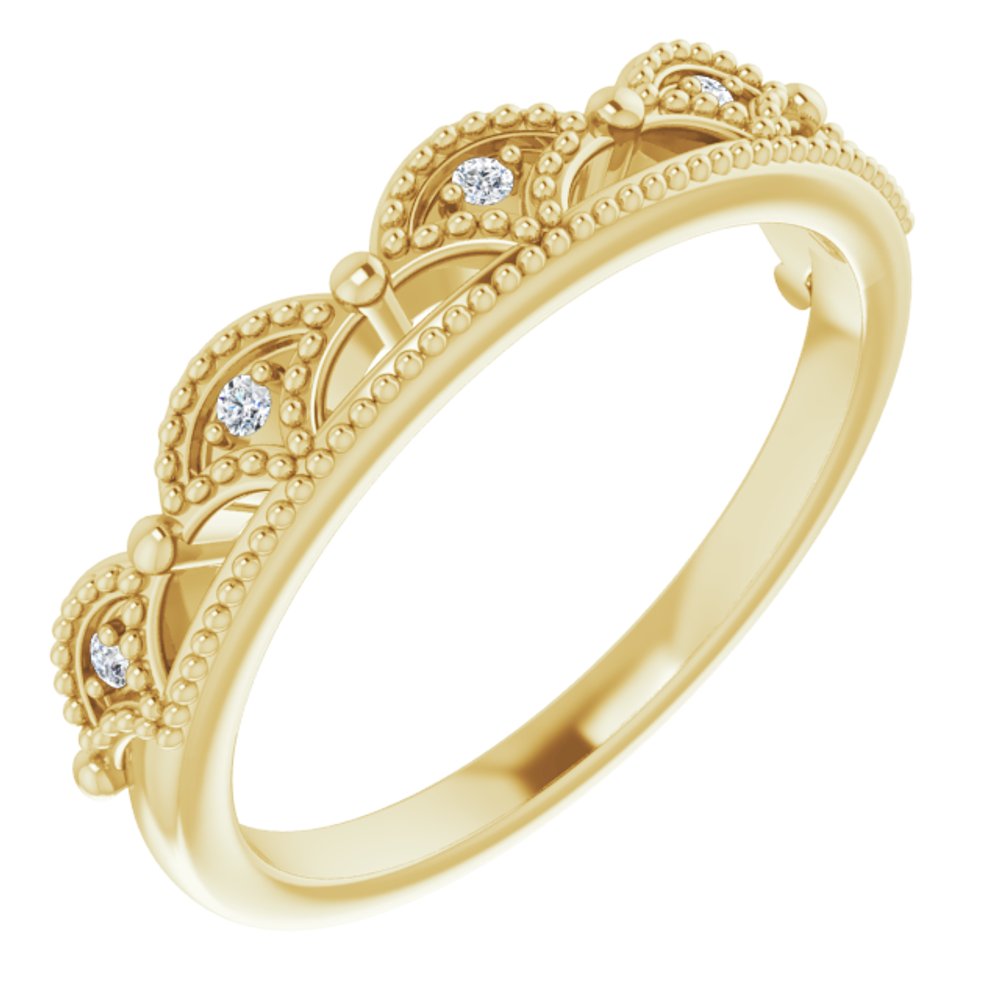 14K Yellow Gold .04 CTW Natural Diamond Crown Ring