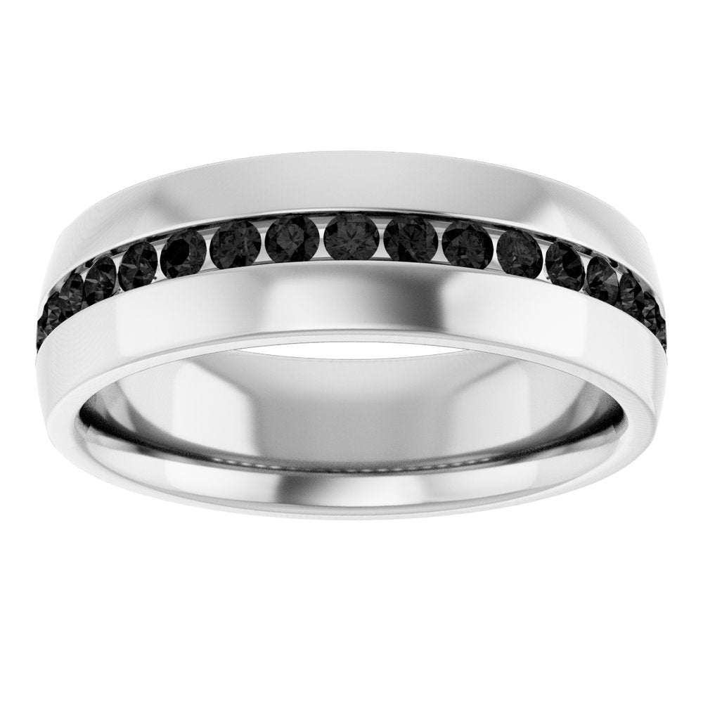 14K White Gold 3/8 CTW Natural Black Diamond Band