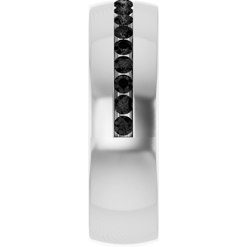 14K White Gold 3/8 CTW Natural Black Diamond Band