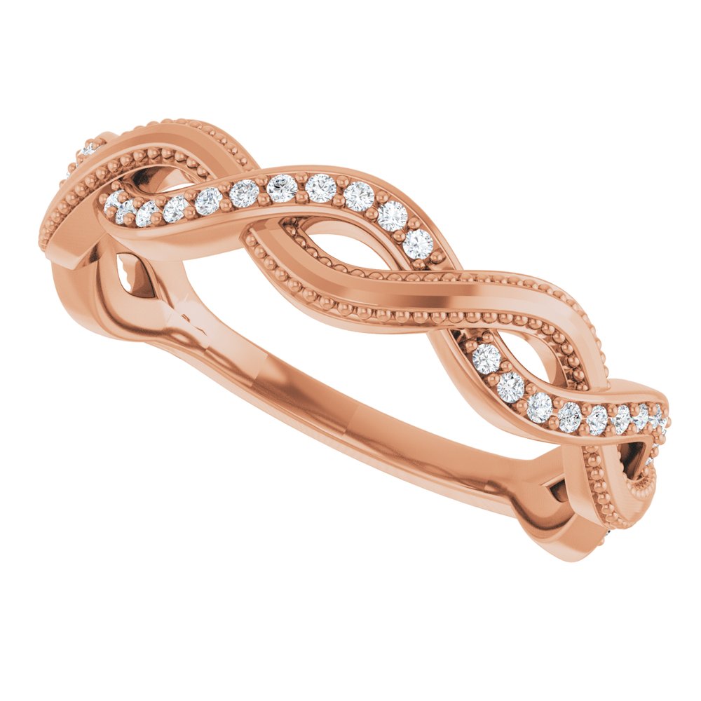 14K Rose 1/8 CTW Natural Diamond Anniversary Band