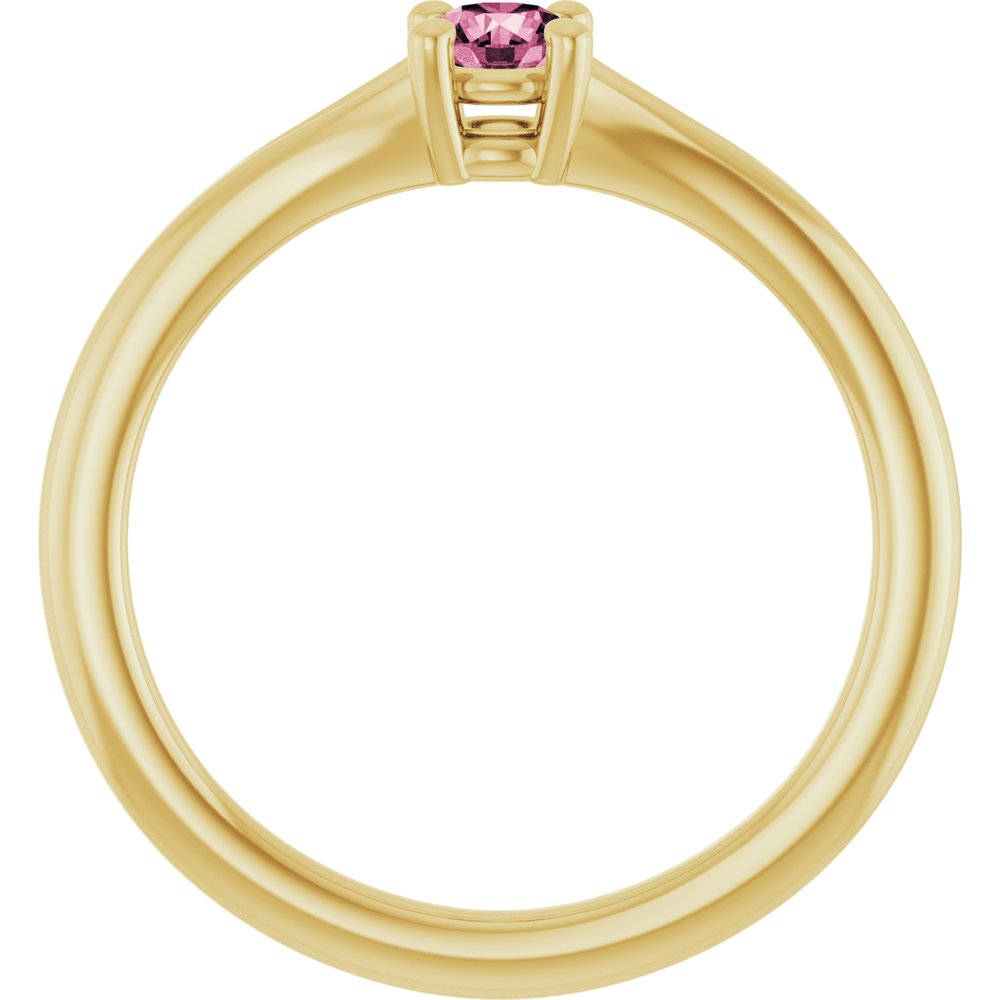 14K Yellow Gold Natural Pink Tourmaline Youth Solitaire Ring