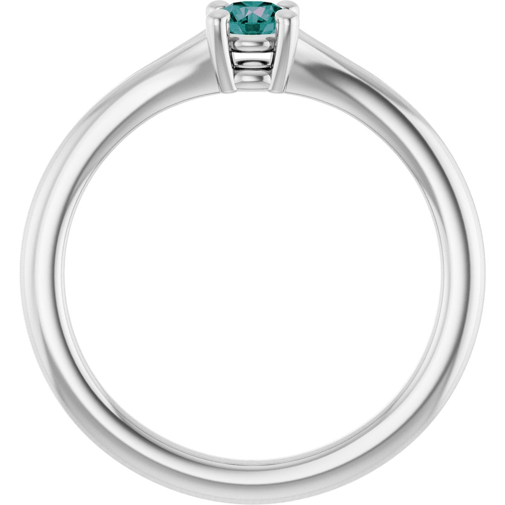 Sterling Silver Imitation Alexandrite Youth Solitaire Ring