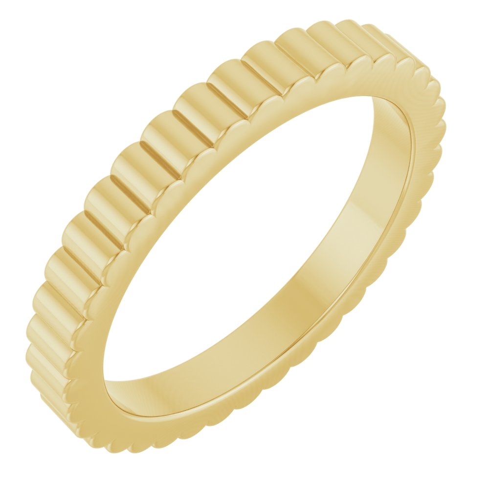 14K Yellow Gold 2 mm Grooved Half Round Band Size 5