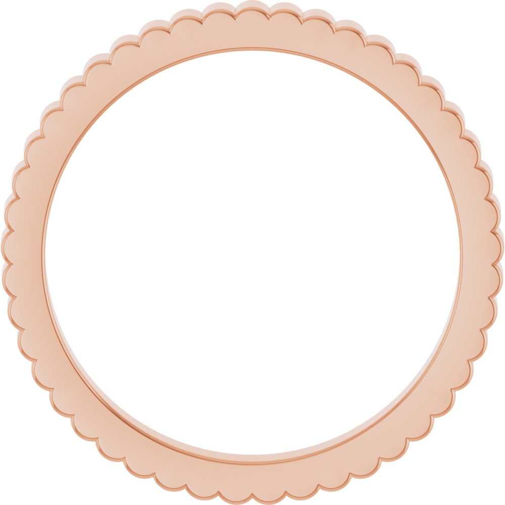 14K Rose Gold 2 mm Grooved Half Round Band Size 8