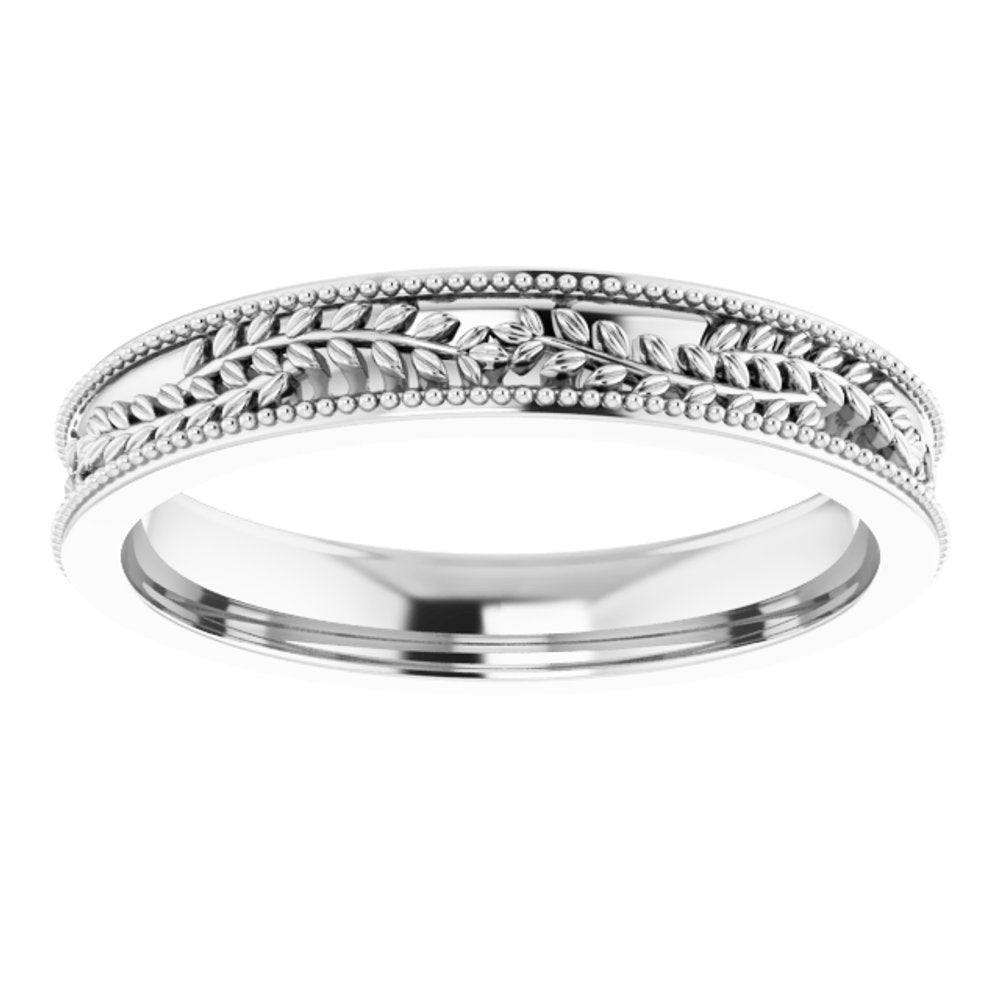 Platinum 3.65 mm Floral Band