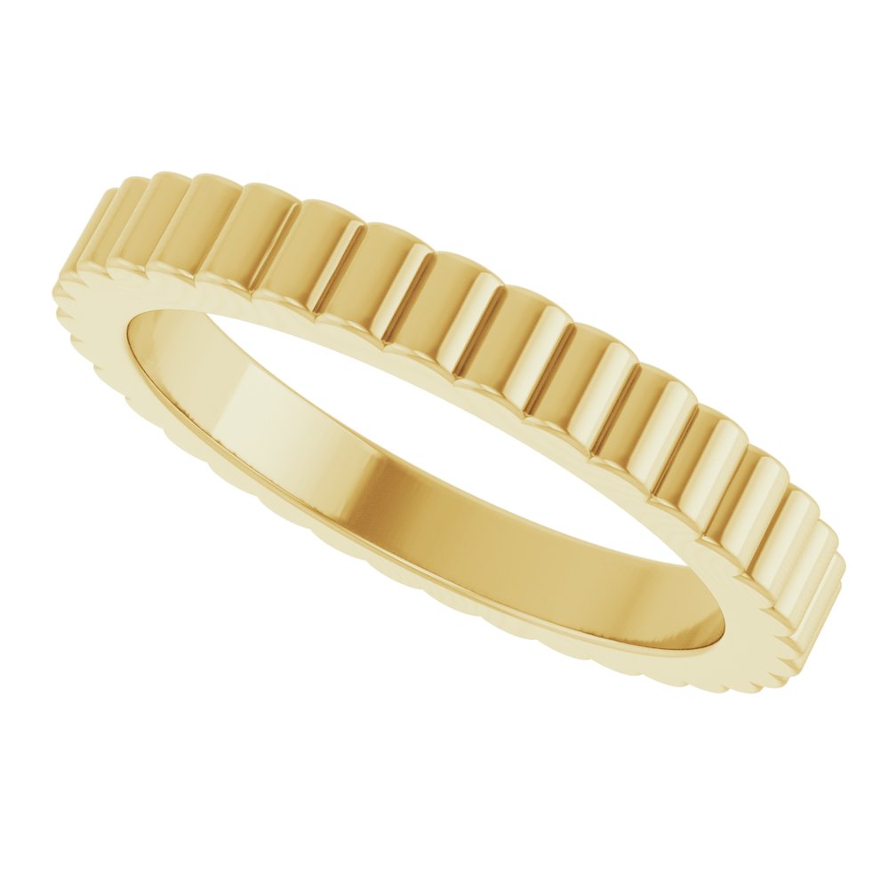 14K Yellow Gold 2 mm Grooved Half Round Band Size 4