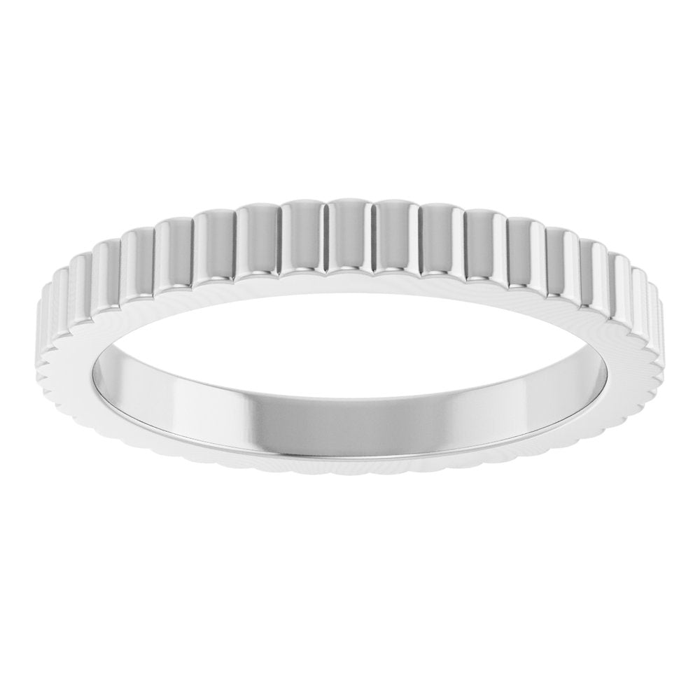 14K White Gold 2 mm Grooved Half Round Band Size 6.5