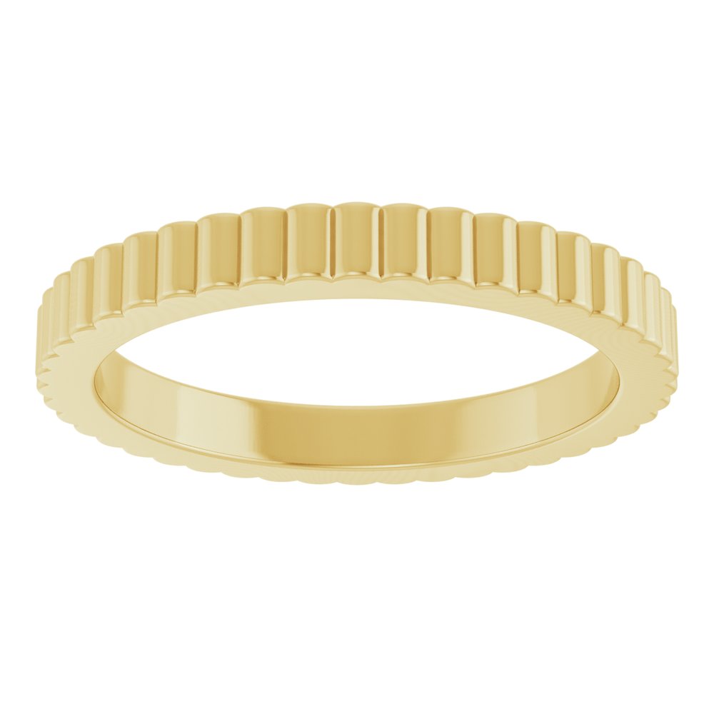 14K Yellow Gold 2 mm Grooved Half Round Band